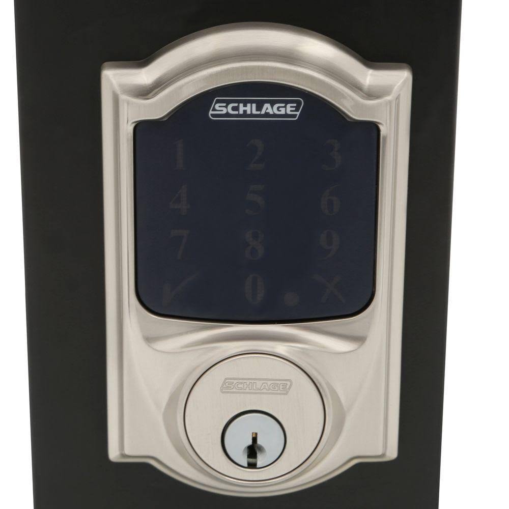 Satin Nickel Touchscreen Deadbolt with Alarm D84097
