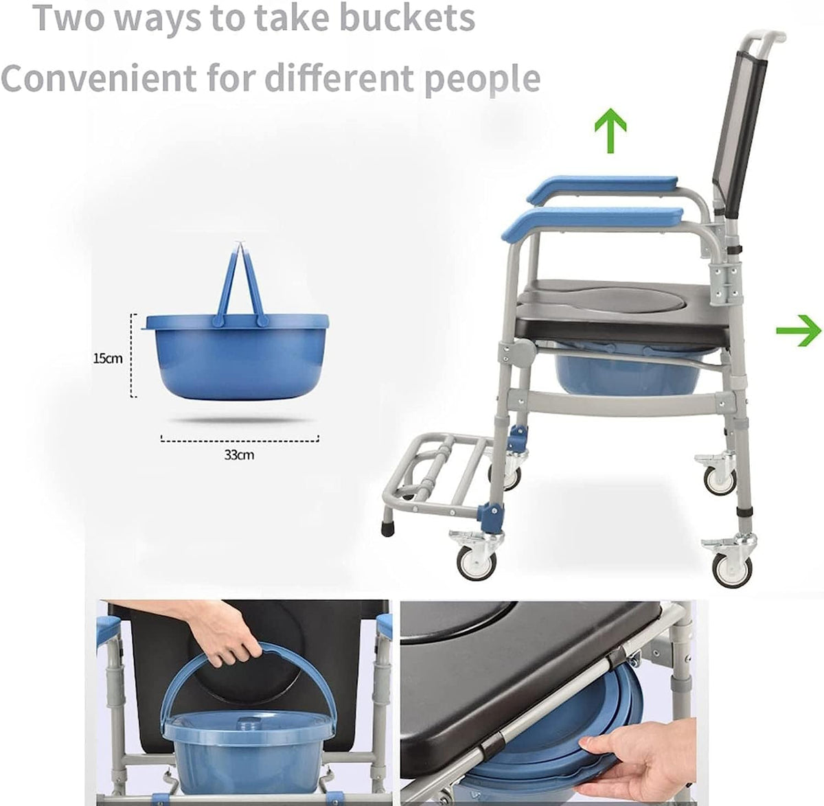 Lightweight Bedside Commode Portable Toilet Bath Chair Adjustable Height Shower Chair L683252