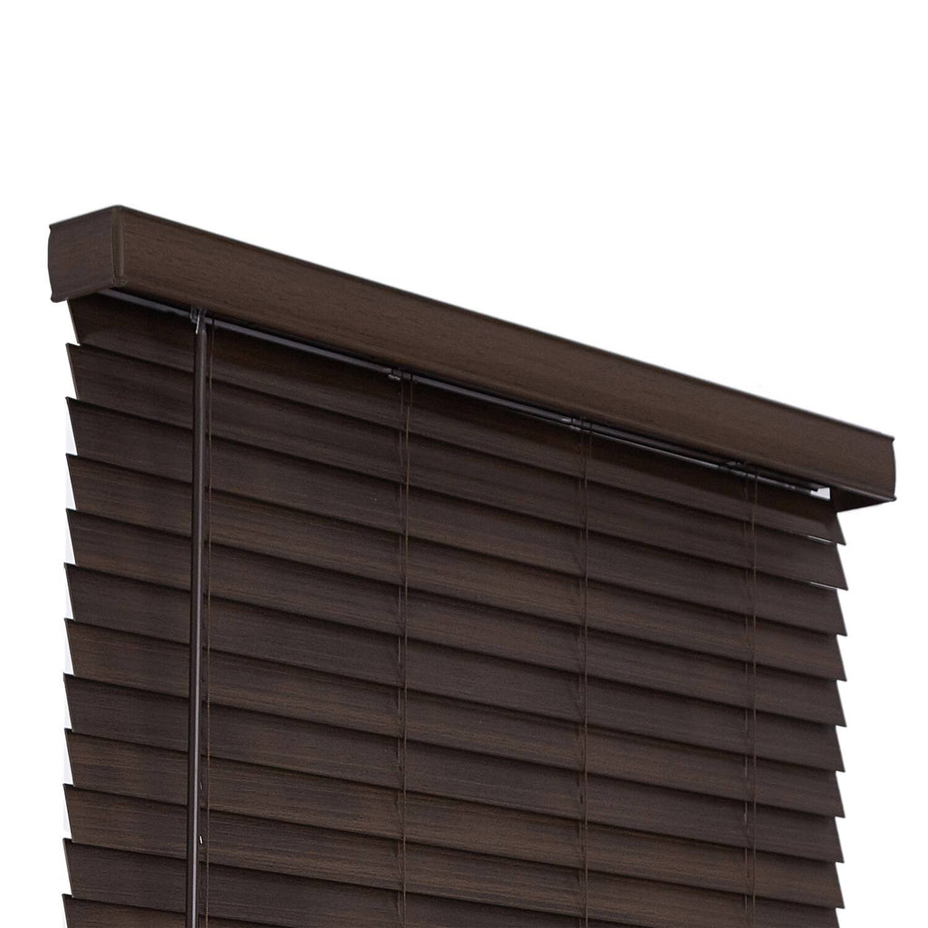 Brown Faux Wood Cordless Room Darkening Blinds W91066