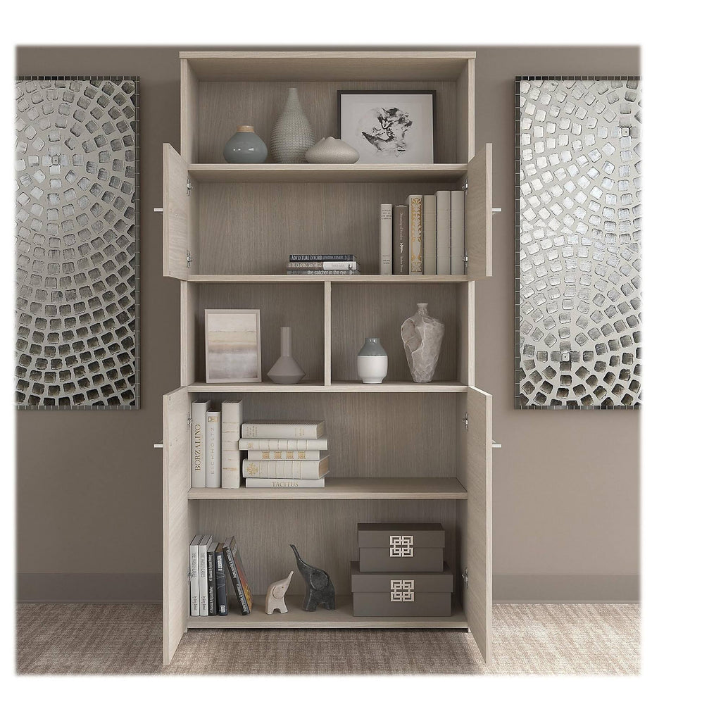 5 Shelf Bookcase with Doors, Sand Oak M323