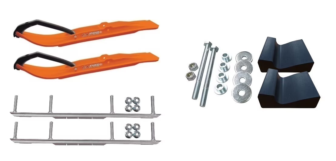Orange XT Snowmobile Skis Complete Kit N26773