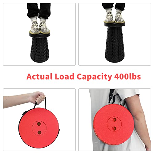 Portable Collapsible Telescoping Stool Lightweight Max Load 400lbs Retractable Folding Stool (red) B3316