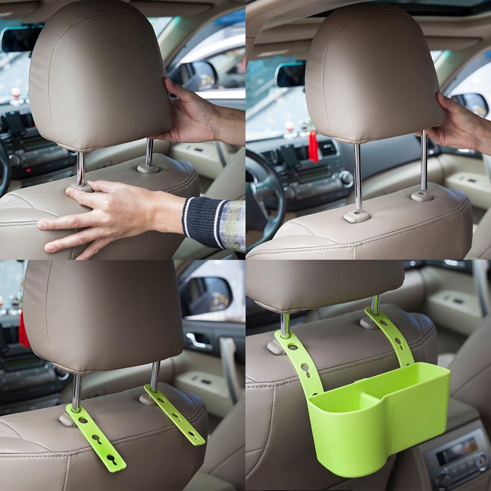 Black Car Headrest Seat Back Organizer with Cup Holder V38796