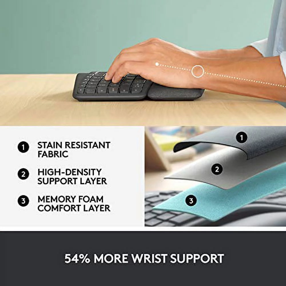 Wireless Ergonomic Keyboard with Wrist Rest P611278