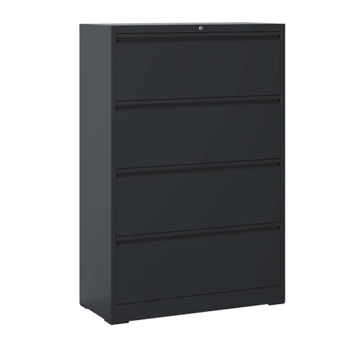 4 Drawer Metal Lateral File Cabinet Black D4563