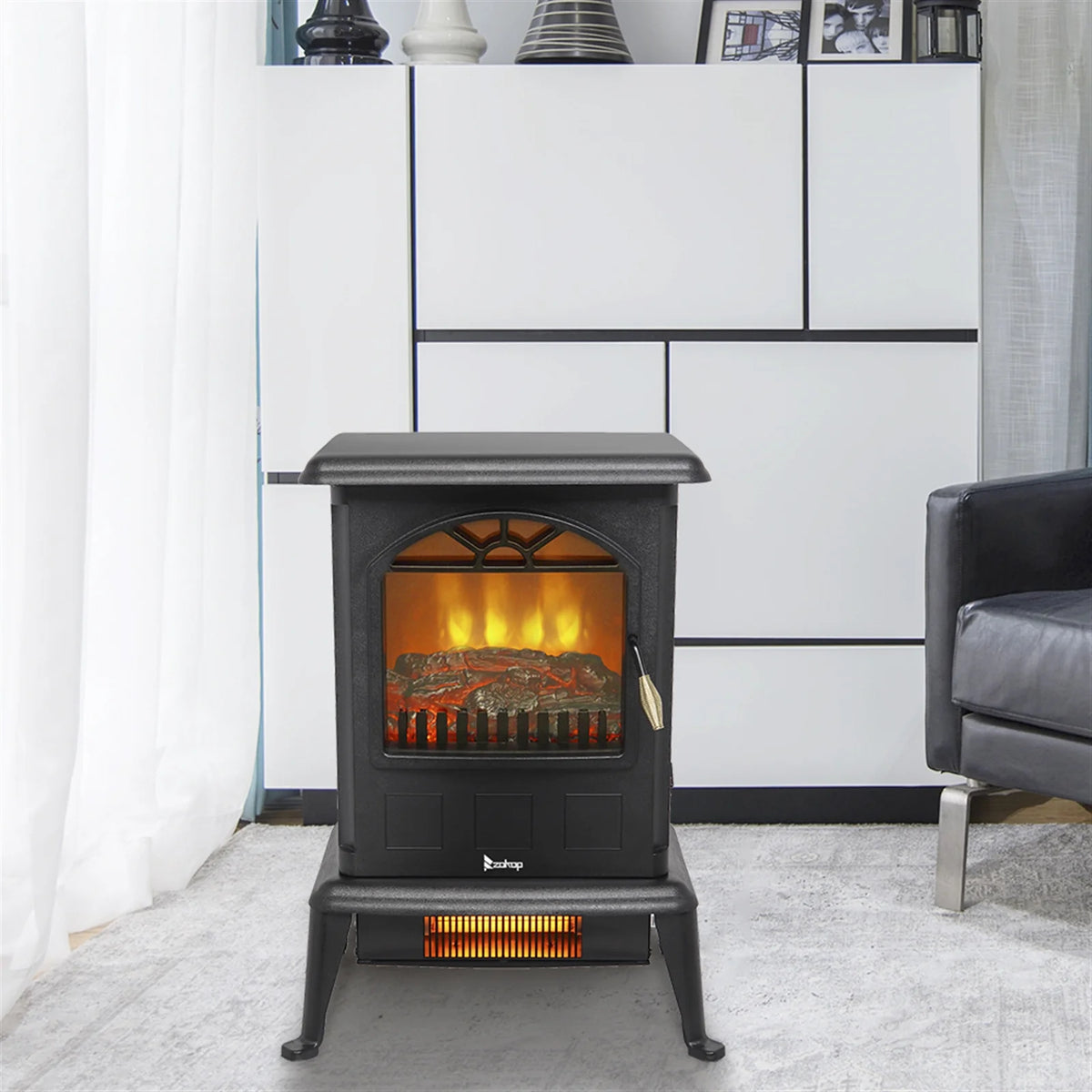 16.6" Freestanding Infrared Space Heater with Realistic 3D Flame Effect K728840