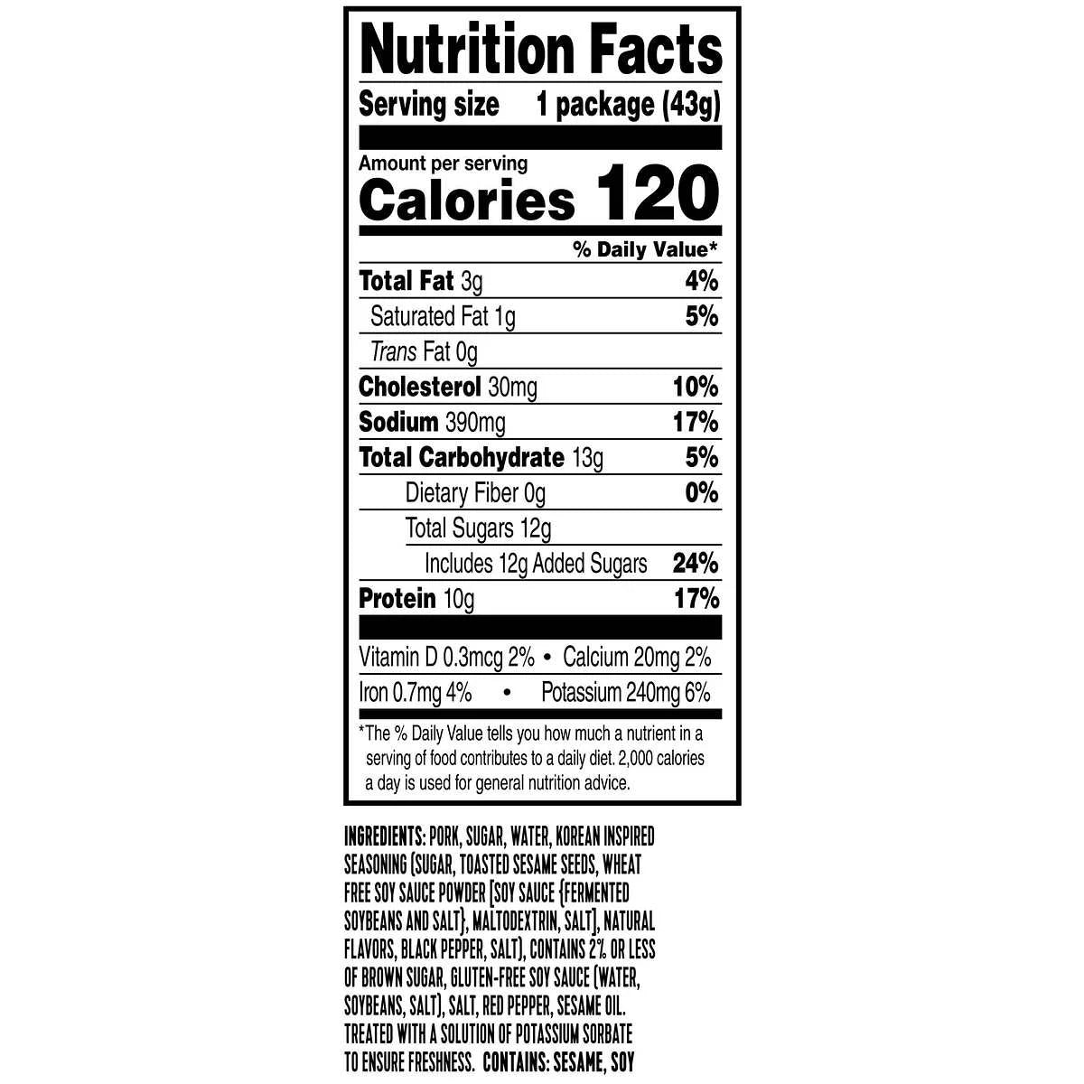 Pork Snack Bites Korean Barbecue 1.5 Ounce (12 Count) V522