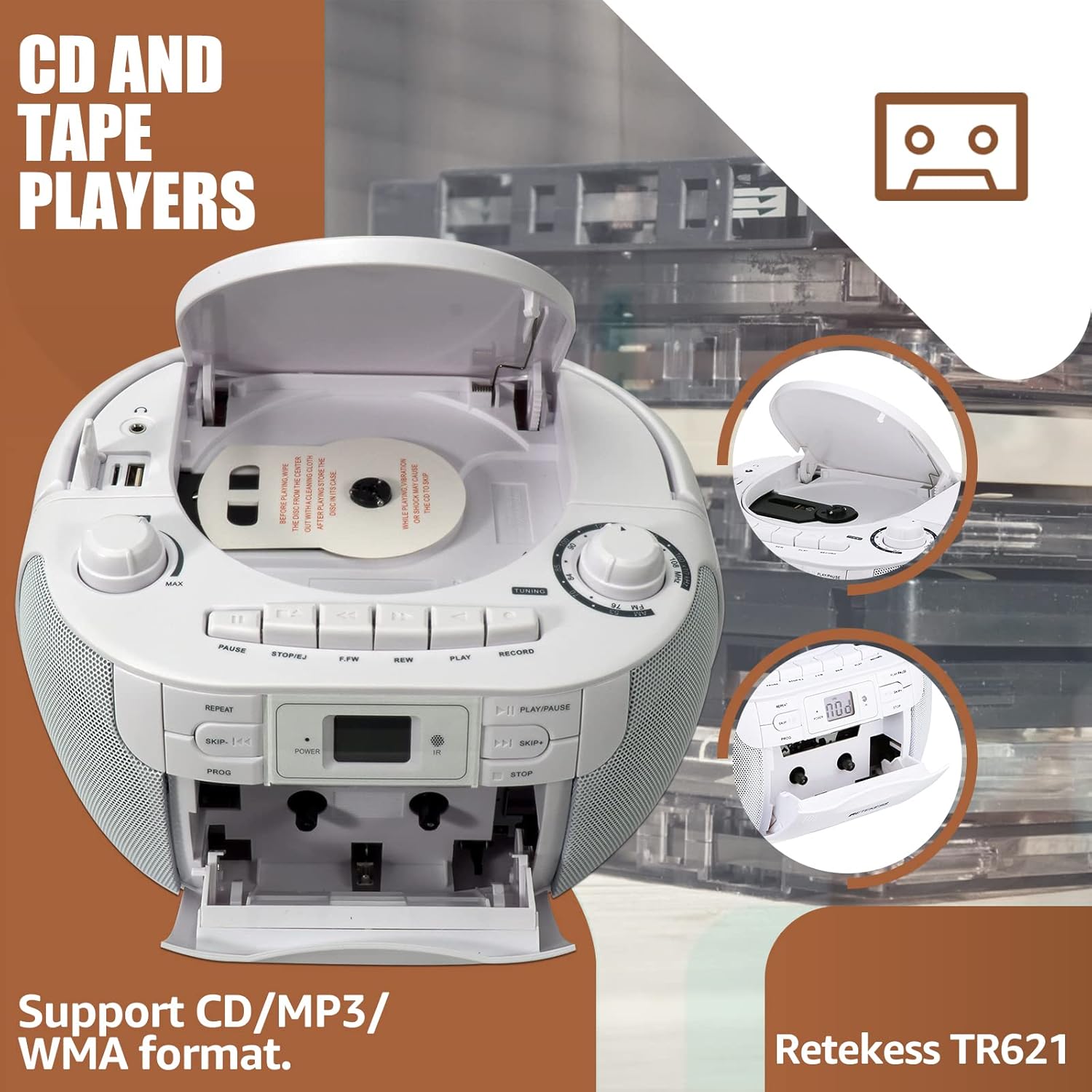 Portable AM FM CD and Cassette Player Boombox Q933