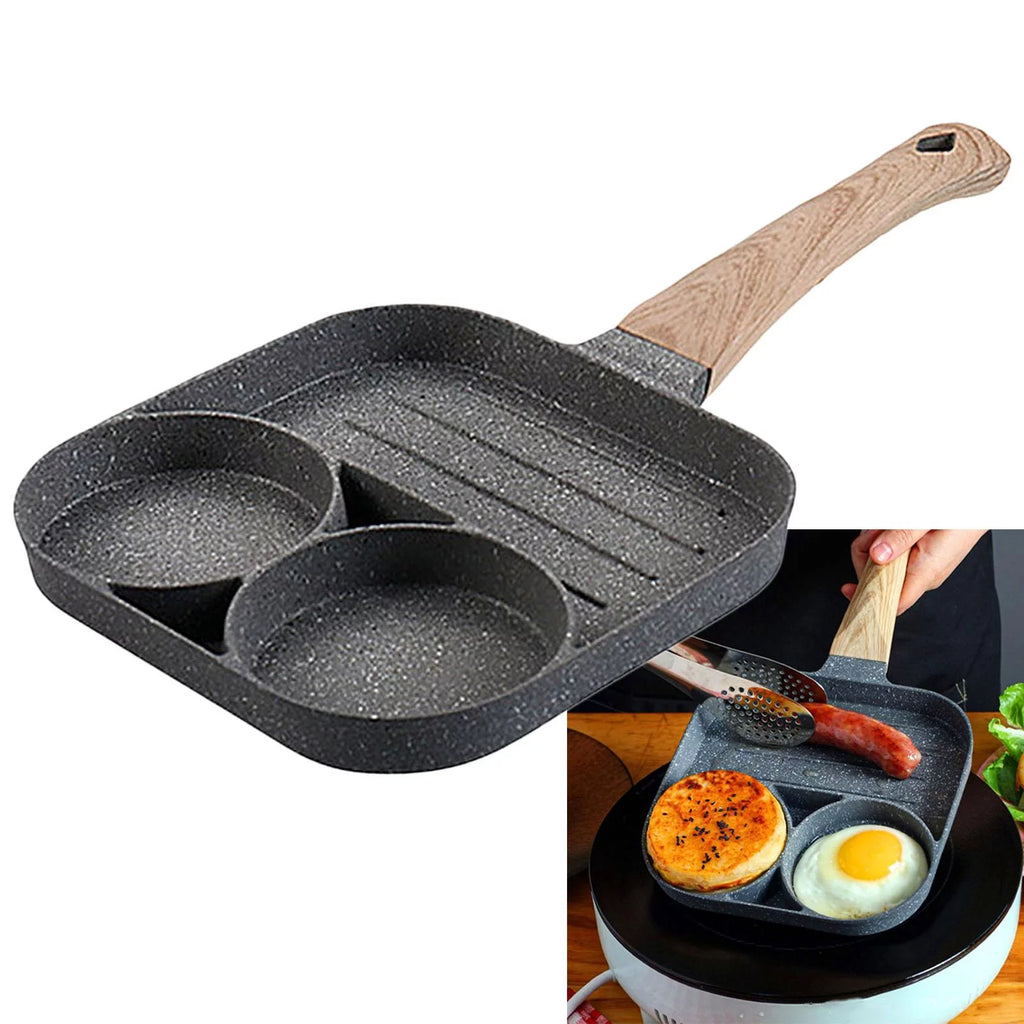 3-Cup Egg Frying Pan with Long Cooking Tool C5701