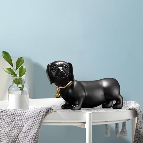 Black Dachshund Dog Figurine Statue L787