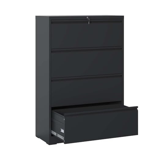 4 Drawer Metal Lateral File Cabinet Black D4563