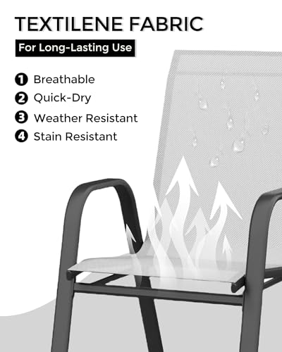 Grey Set of 4 Stackable Metal Dining Chairs with Textilene Fabric P745456