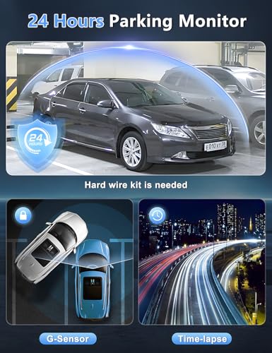 4K+1080P WiFi Dual Dash Cam with 3’’ IPS Screen and 64GB Card S6898