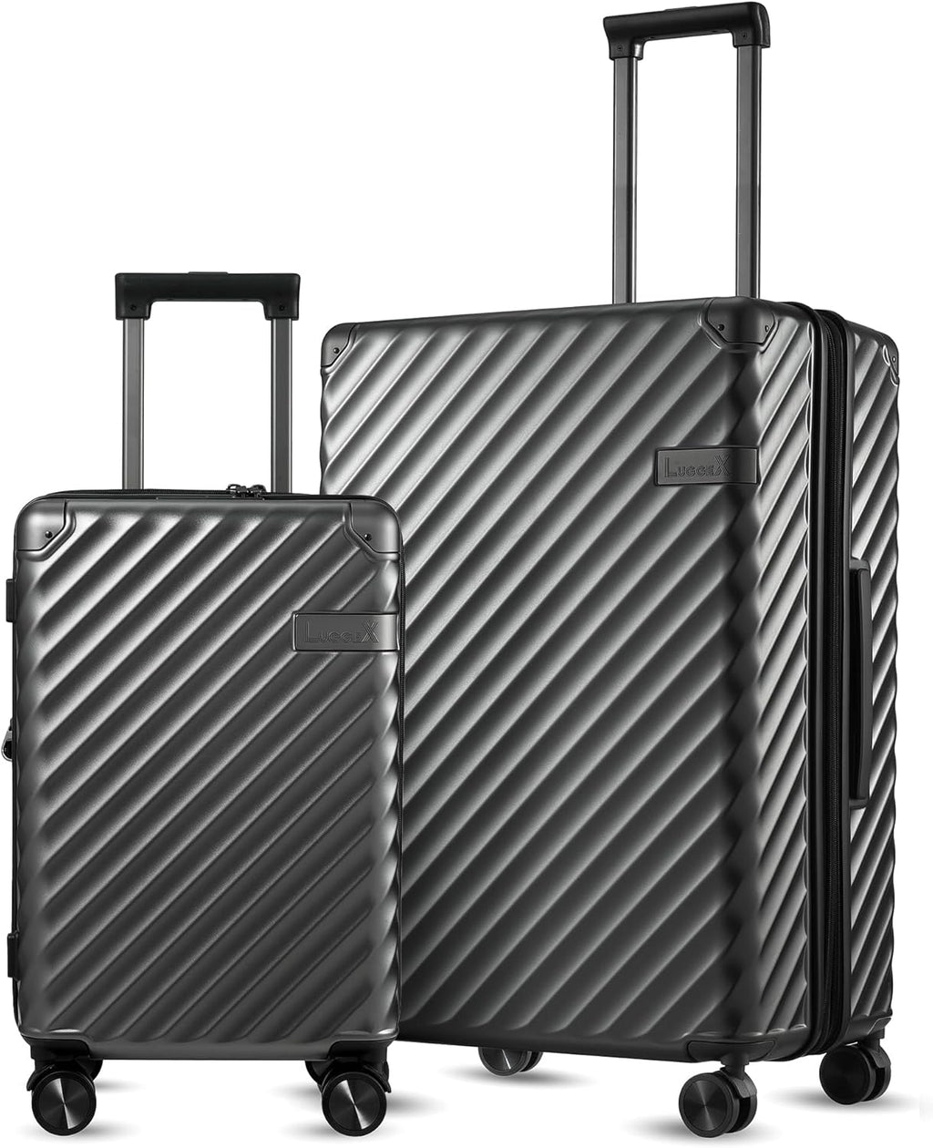 2 Piece 100% Polycarbonate Expandable Hard Suitcases with Wheels (Black, 20/28) C26162
