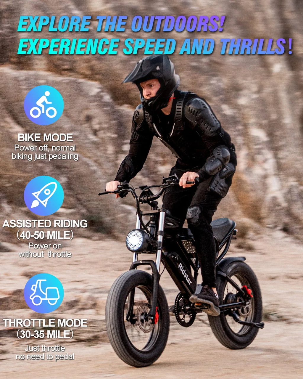 20 Fat Tire 1000W Electric Bike with Removable Battery O46353