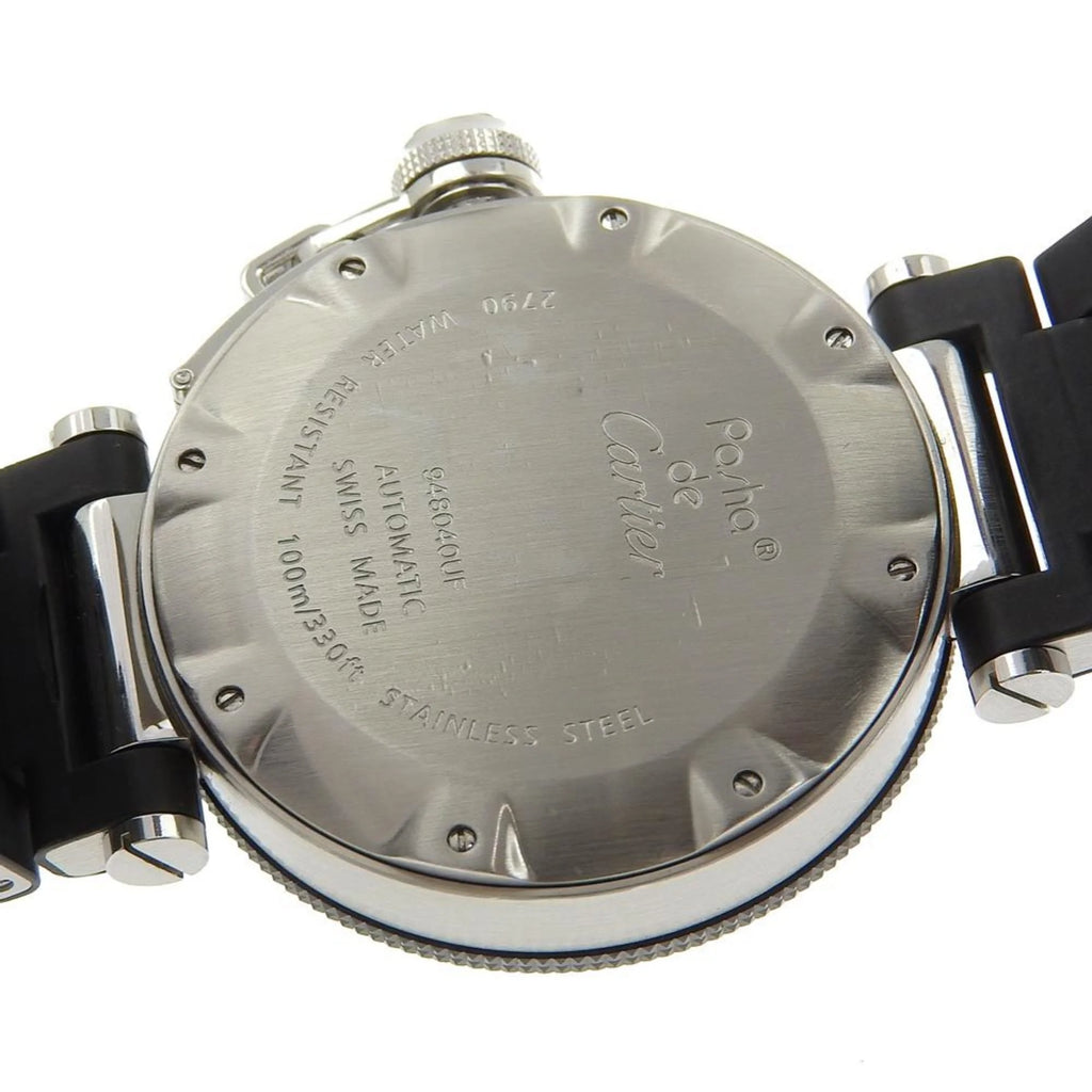 Pre-Owned Stainless Steel x Rubber Silver Black Automatic Dial Watch Z801
