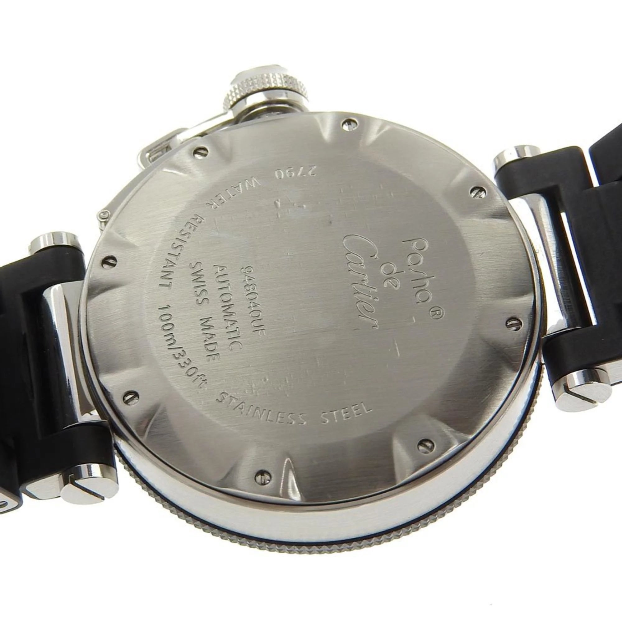 Pre-Owned Stainless Steel x Rubber Silver Black Automatic Dial Watch Z801