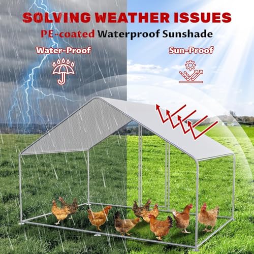 Large Chicken Coop for 20 Chickens Metal Chicken Run with Waterproof Cover for Walk-in Outdoor Poultry Cage K871