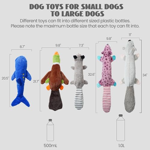 2-in-1 Crinkle Dog Toys, 20.5" Large Size Stuffless Dog Toys A6277