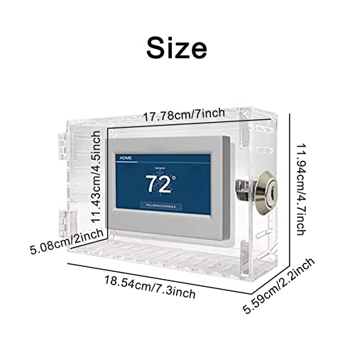 Acrylic Clear Large Thermostat Lock Box with Key, 7.3 x 4.7 x 2.2 inch M656