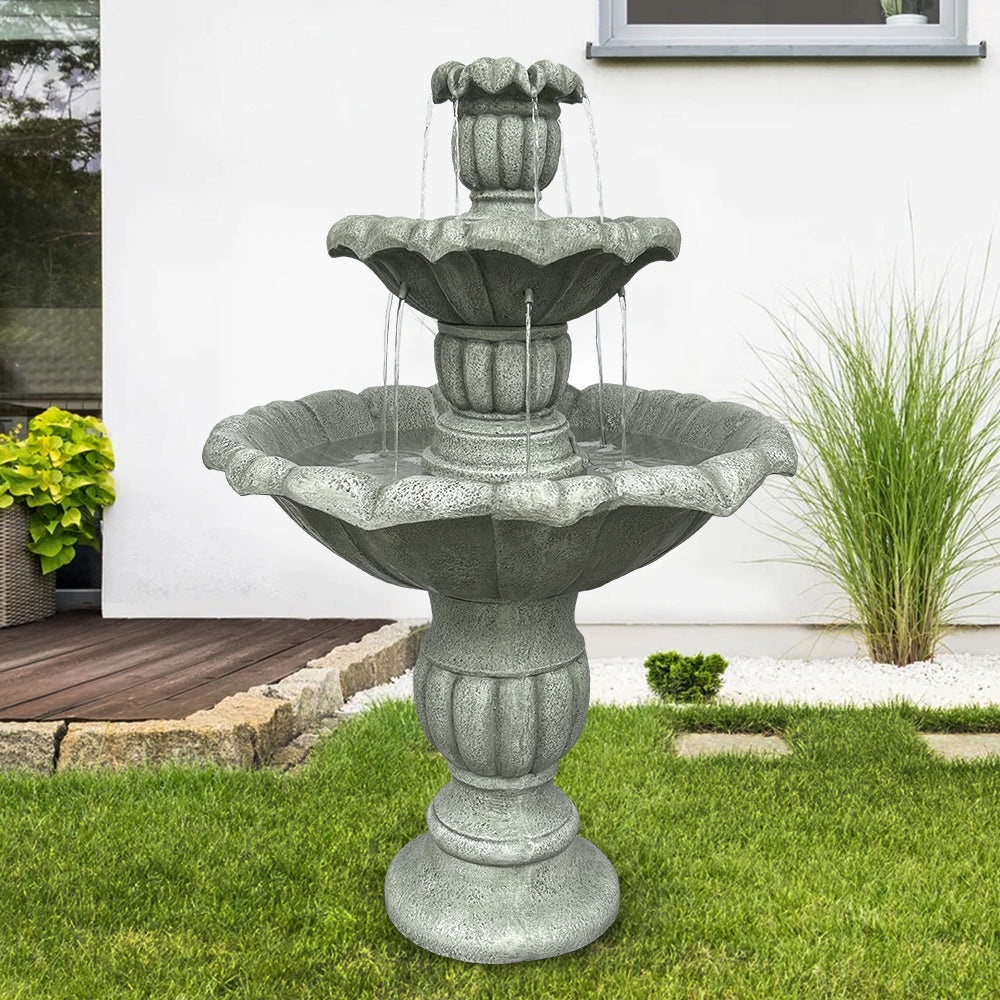 35'' H 3-Tier Outdoor Water Fountain with Submersible Electric Pump D782275