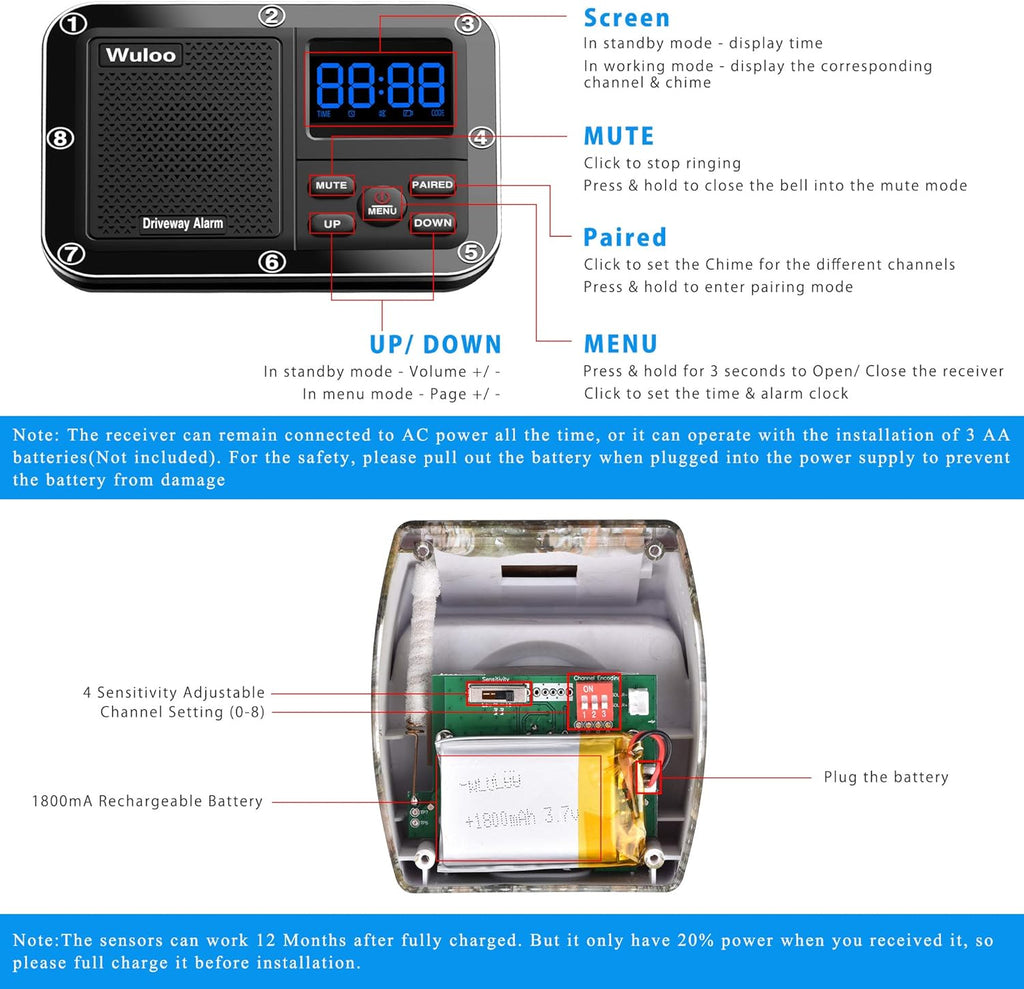 1800 Ft Wireless Outdoor Motion Sensor Driveway Alarm System I878220