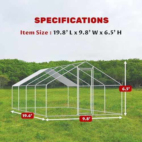 Large Chicken Coop for 20 Chickens Metal Chicken Run with Waterproof Cover for Walk-in Outdoor Poultry Cage K871