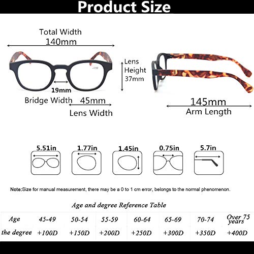 5 Pack Unisex Reading Glasses with Spring Hinge G567