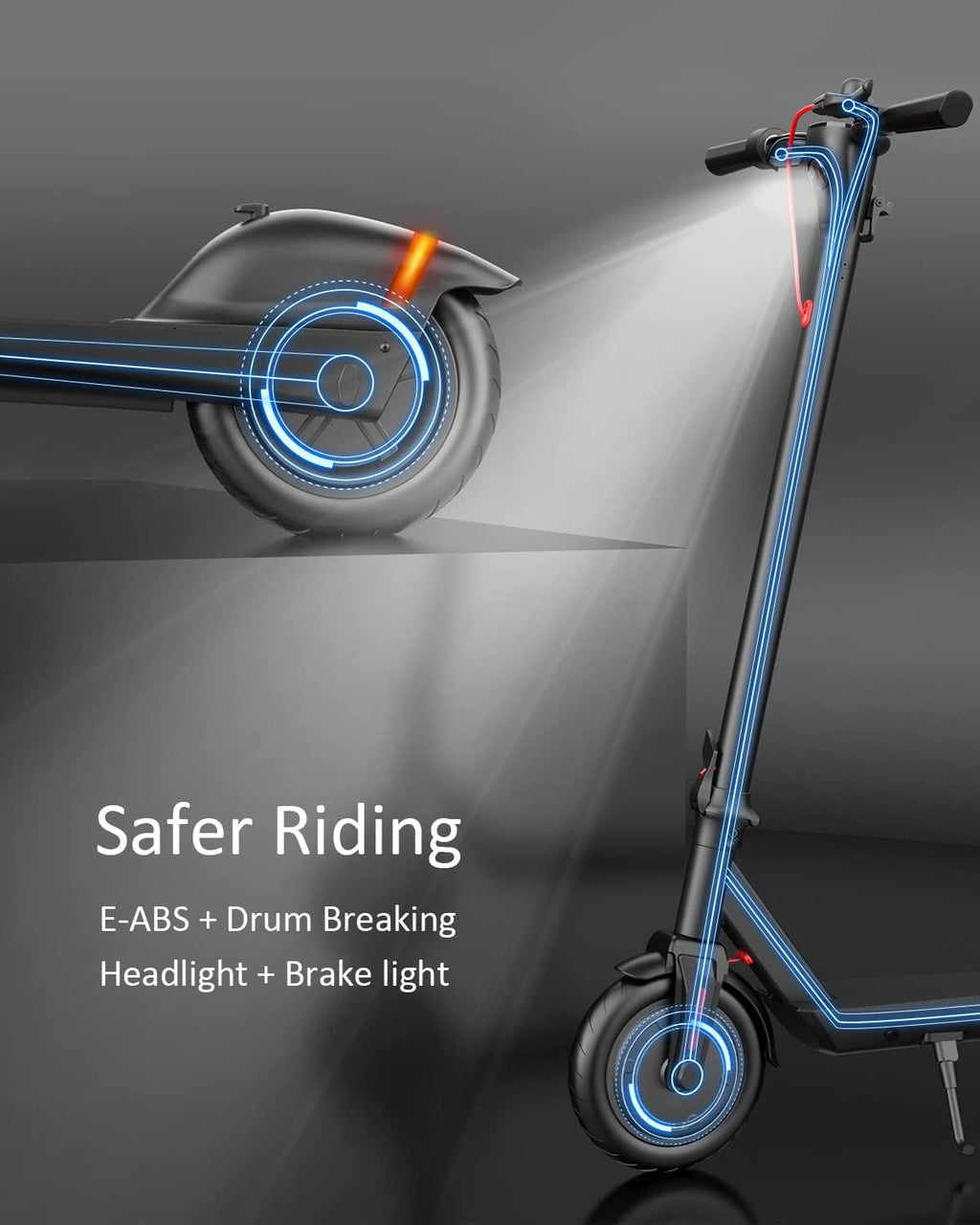 Electric Scooter with 23 Miles Range, 19 Mph, 380W Motor, 8.5" Pneumatic Tire Y215644