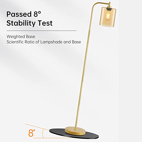 Industrial Floor Lamp with Iron Mesh Glass Lampshade Y9420