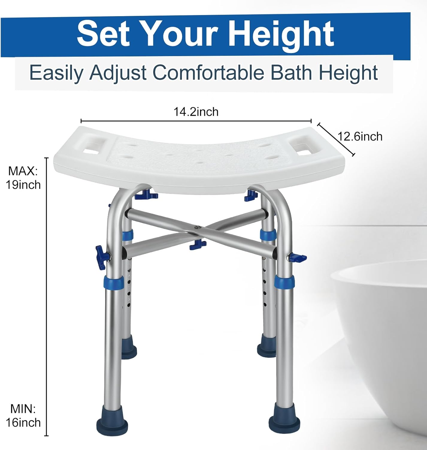 Adjustable Height Heavy Duty Shower Chair (Support 350lb) X601192