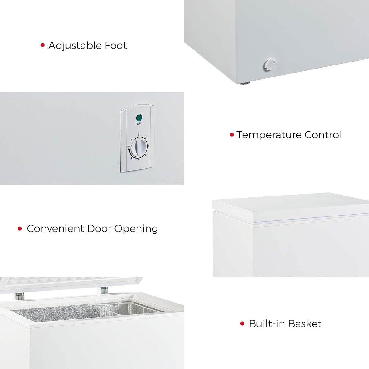 7.0 Cubic Feet Top Chest Freezer with Adjustable Thermostat and Removable Storage Basket N848