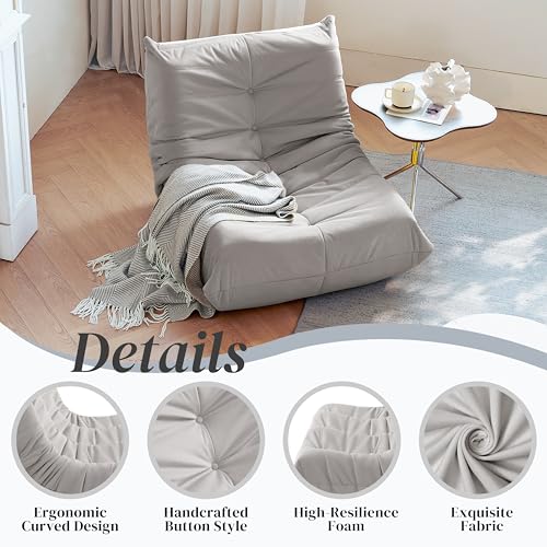 3-Seater Beige Suede Microfiber Bean Bag Chair M89416