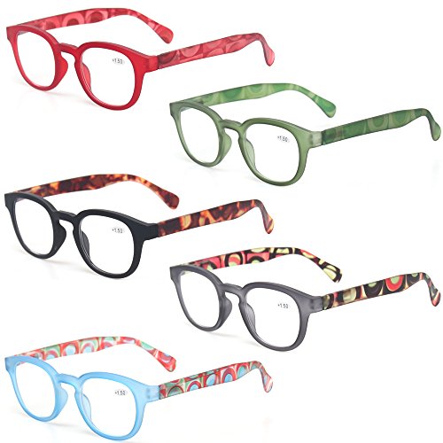 5 Pack Unisex Reading Glasses with Spring Hinge G567