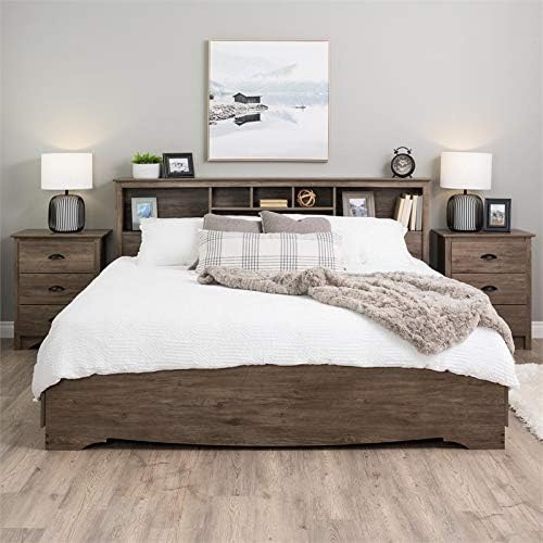 King Bookcase Headboard in Drifted Gray G251