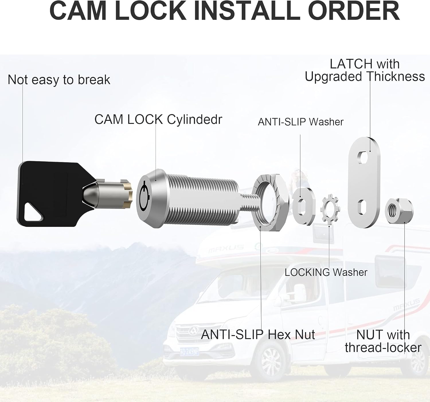 6 Pack Keyed Alike 1-1/8 Inch Zinc Alloy Cabinet Locks K82798