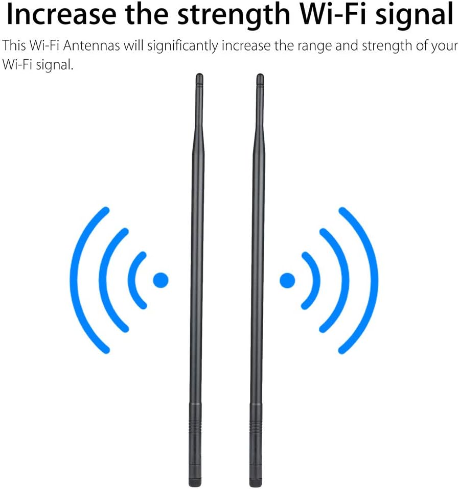 2X 10dBi Dual Band Omni Directional WiFi Bluetooth Antenna with RP-SMA Male Connector V1080