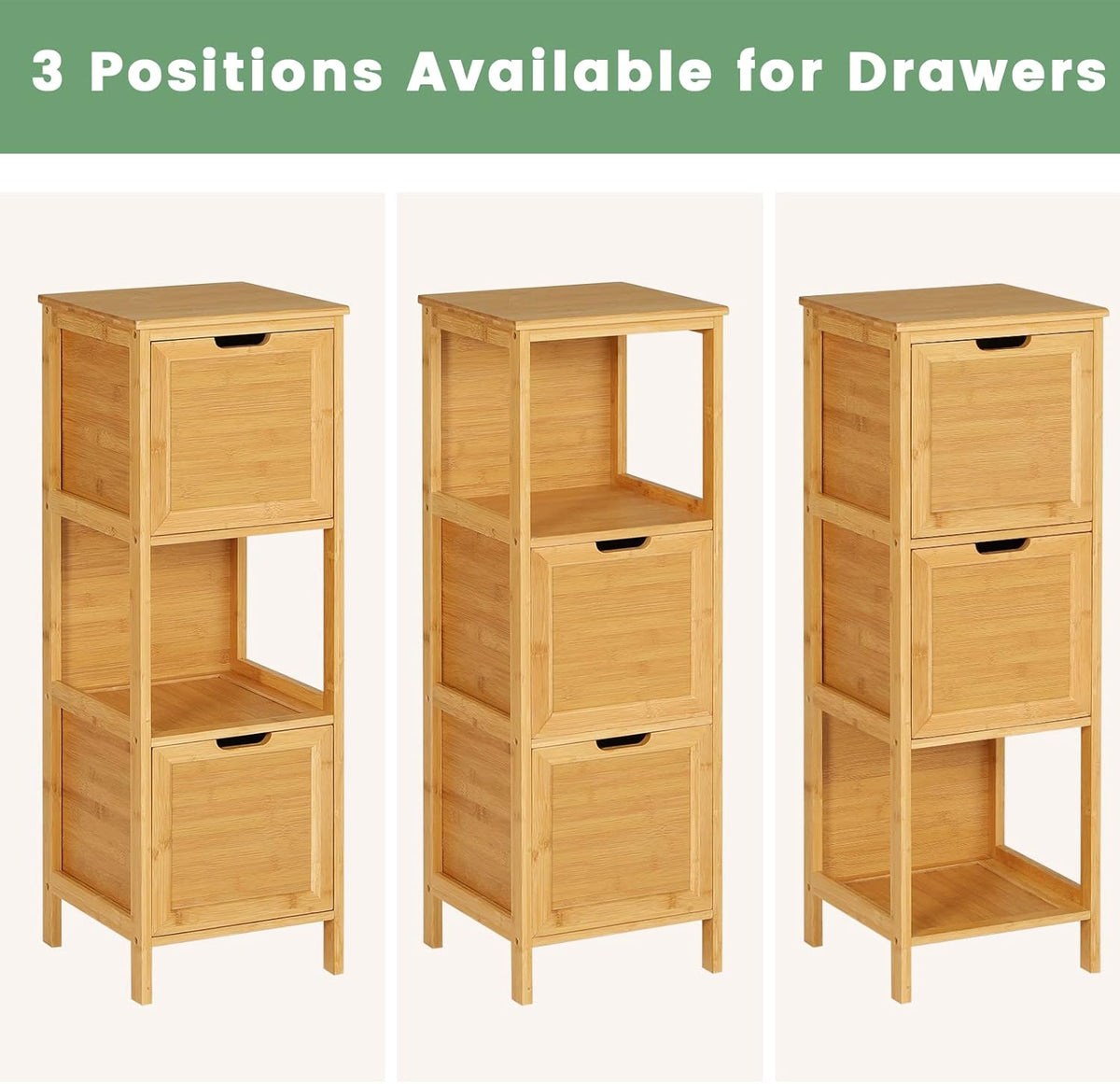 Bamboo Freestanding Corner Cabinet with 2 Removable Drawers and 3 Shelves N218