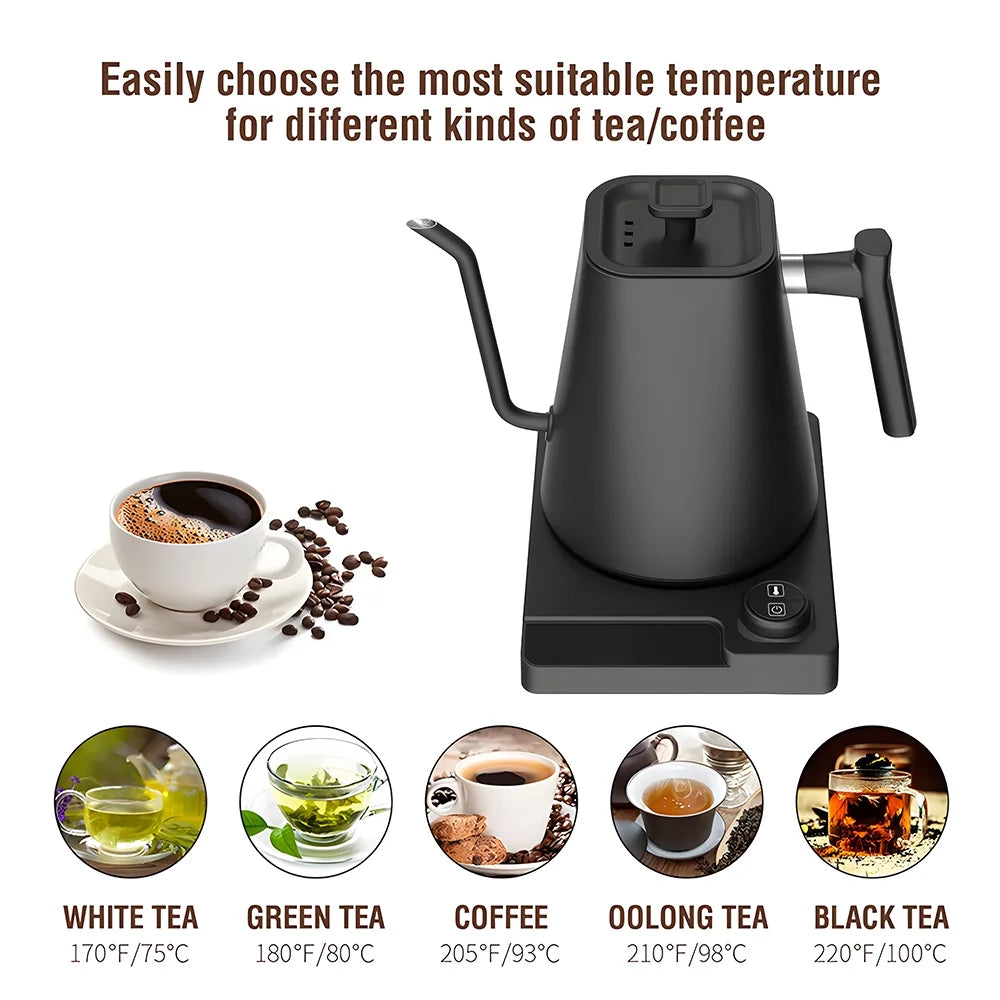 1.0L Stainless Steel Gooseneck Kettle with Temperature Control U30163