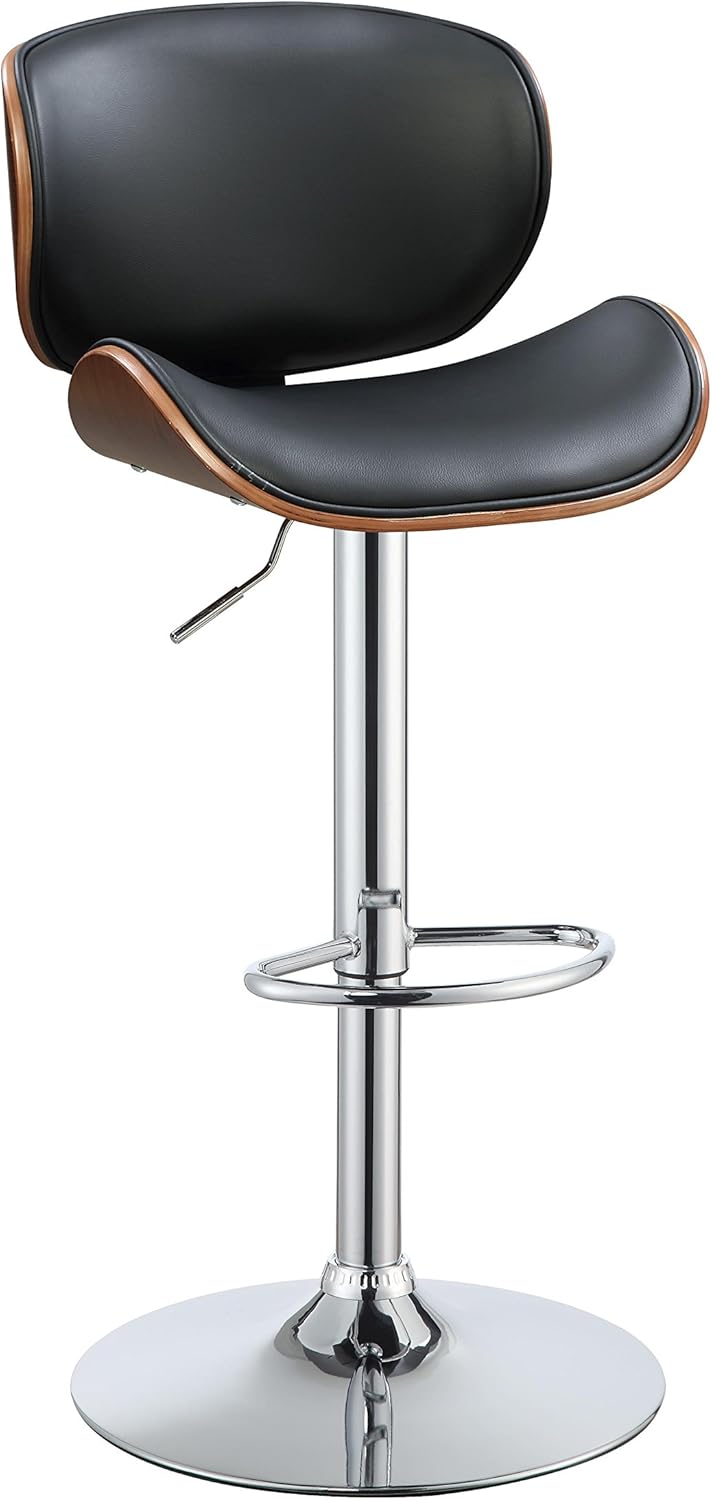 Black PU & Walnut Adjustable Swivel Stool G664