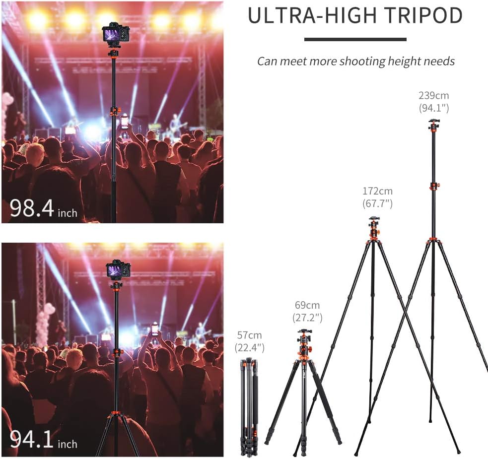 94 Inch 4 Section Aluminium Camera Tripod with Ball Head B7588
