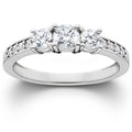 1ct 3-Stone Diamond Engagement Ring 14K White Gold E868