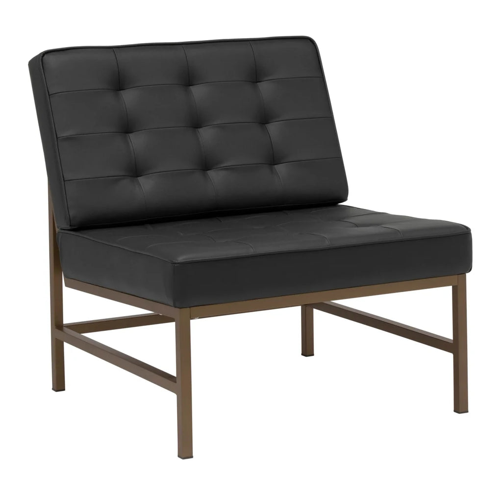 Bronze/Black Bonded Leather Accent Chair with Woven Webbing Seat J117