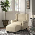 Wingback Chair and Ottoman Fabric Stripe D9062