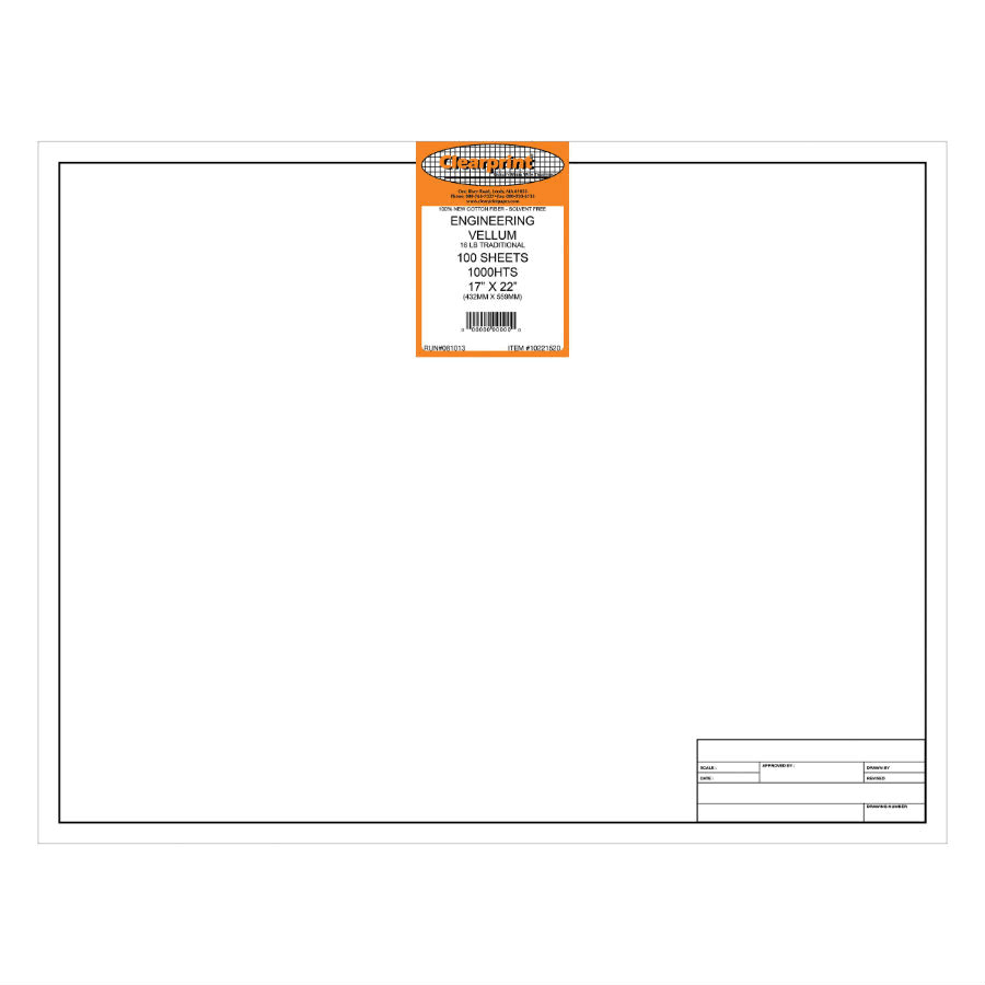 17 x 22 Unprinted Vellum 100-Sheet-Pack S334413