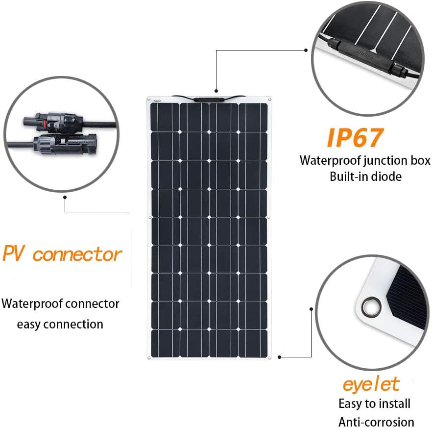 Flexible Solar Panel 100W 12V Monocrystalline Solar Charger A5285