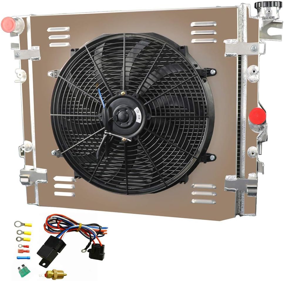 3 Row Aluminum Radiator with Shroud Fan and Relay U92405