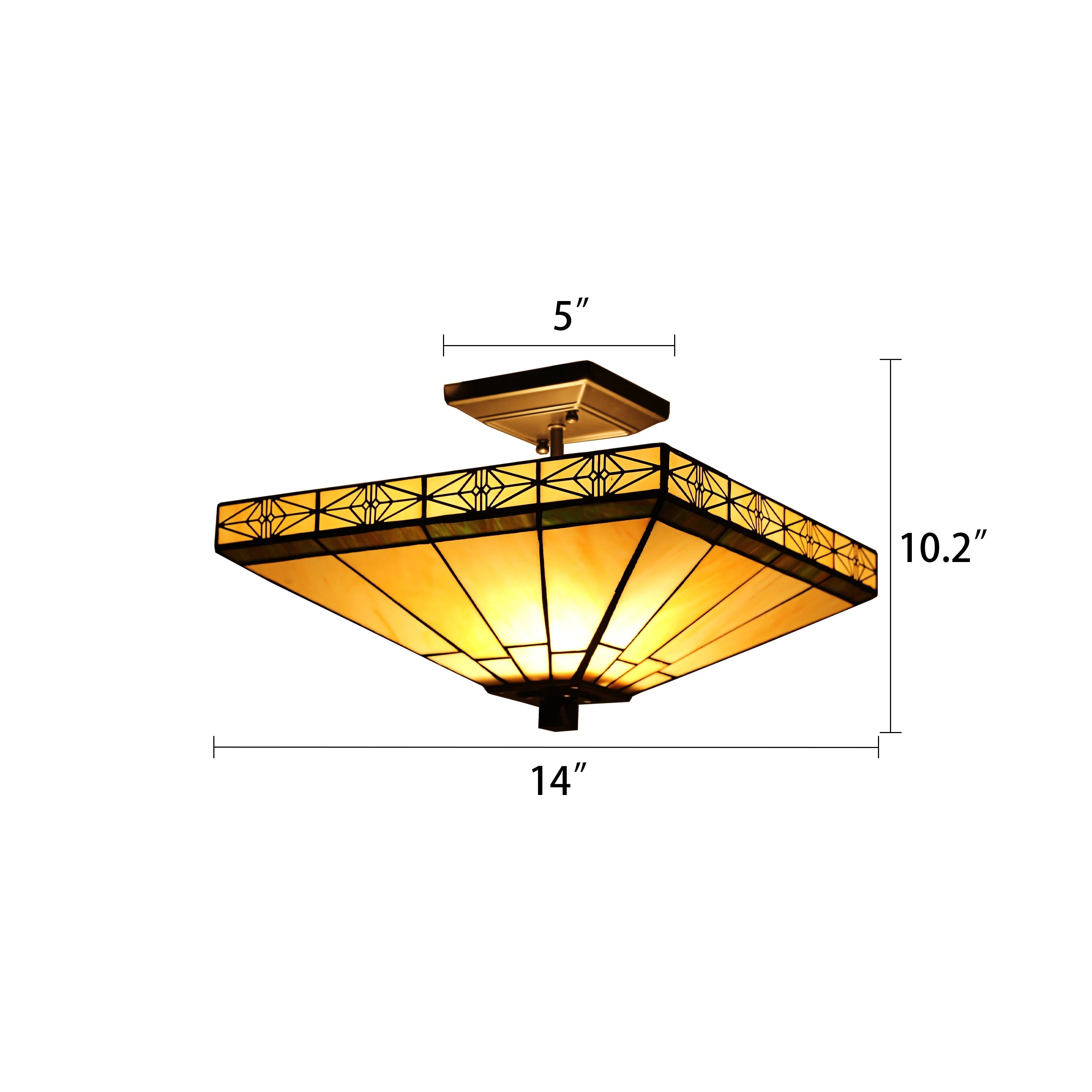 Tiffany-Style 2 Light Mission Semi-Flush Ceiling Fixture G152728