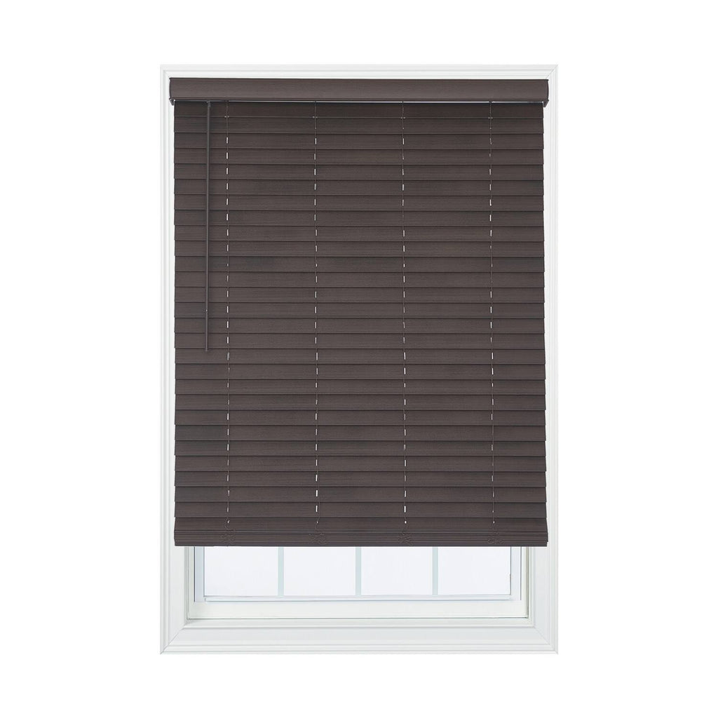 Brown Faux Wood Cordless Room Darkening Blinds W91066