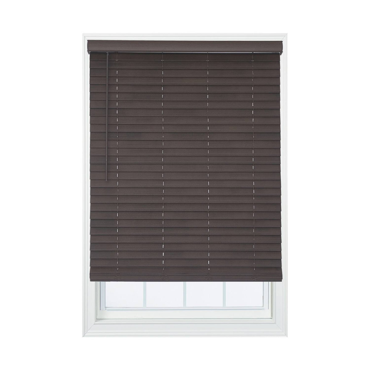 Brown Faux Wood Cordless Room Darkening Blinds W91066